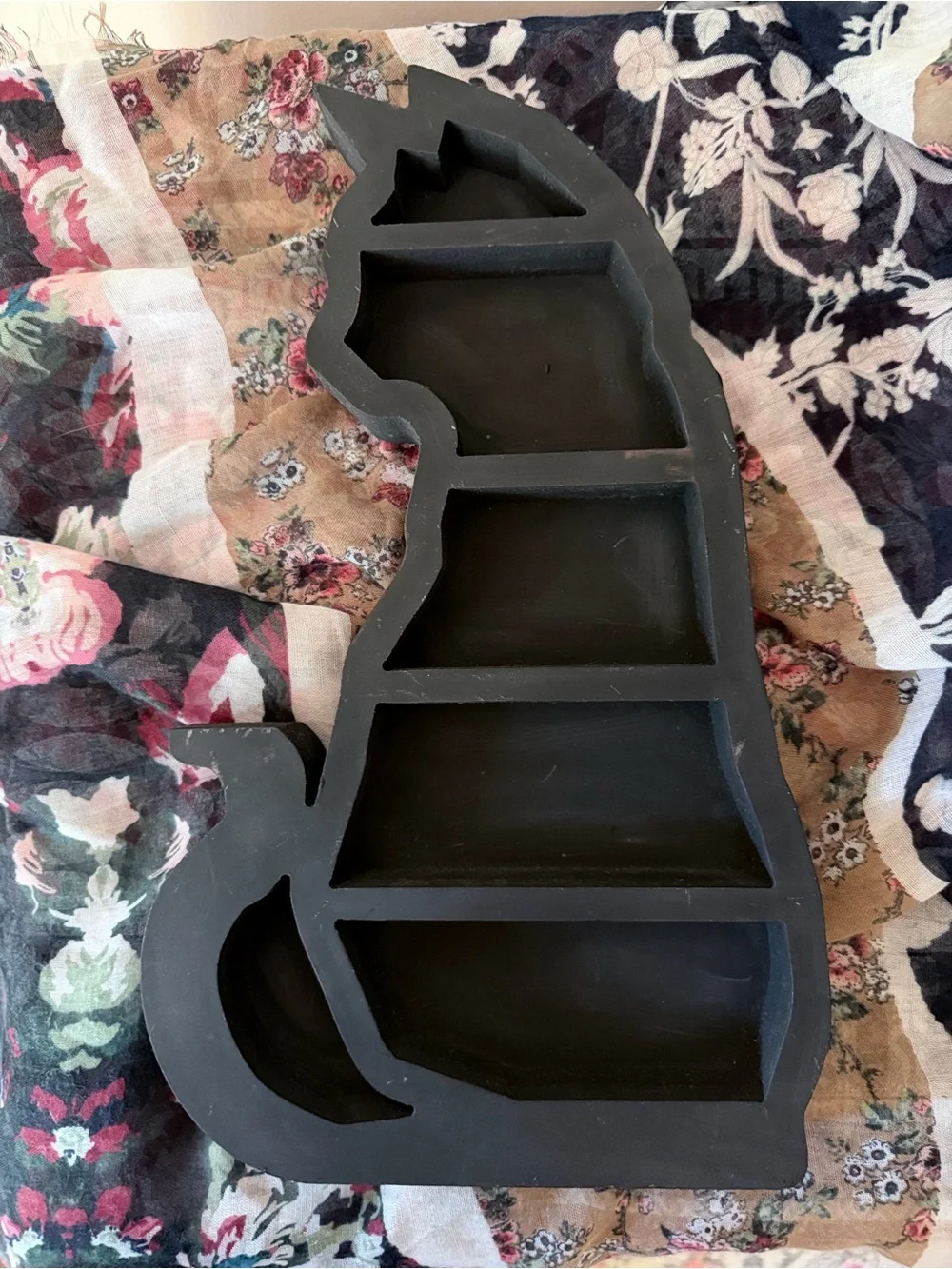 Black Cat Wooden Display Shelf Trinket Organizer Freestanding